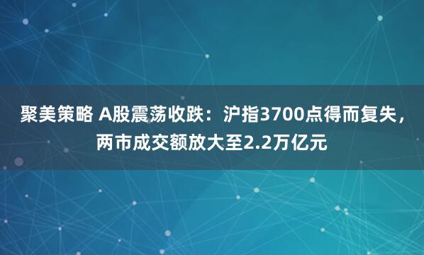 聚美策略 A股震荡收跌：沪指3700点得而复失，两市成交额放大至2.2万亿元